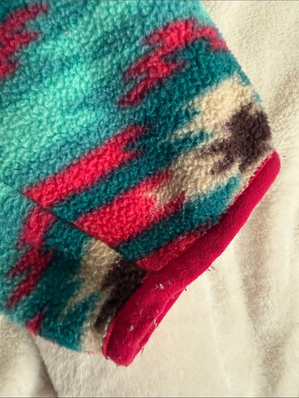 Patagonia Teal and Pink Patterned Snap Pullover - Picture 5 of 7